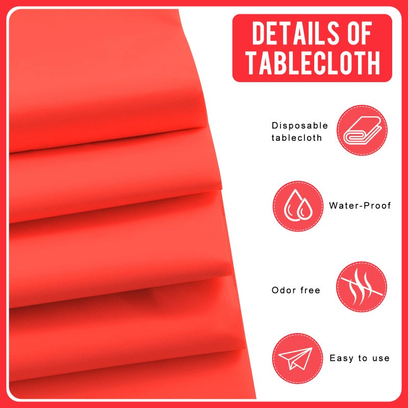 Eleclassi Red 12 Pack Premium Disposable Plastic Tablecloth 54 x 108 in - Plastic Table Cloth Disposable Tablecloth for Rectangle Table Up to 8 Feet - Image 3